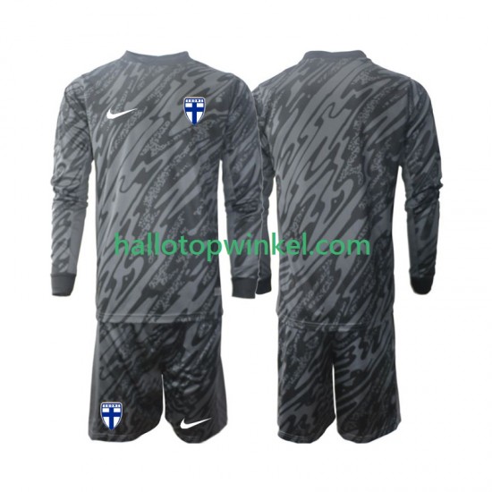 Finland Voetbalshirt Doelman Kleuters/Kids Thuis Tenue 2024 Lange Mouw