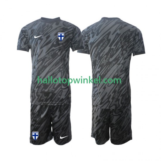 Finland Voetbalshirt Doelman Kleuters/Kids Thuis Tenue 2024 Korte Mouw