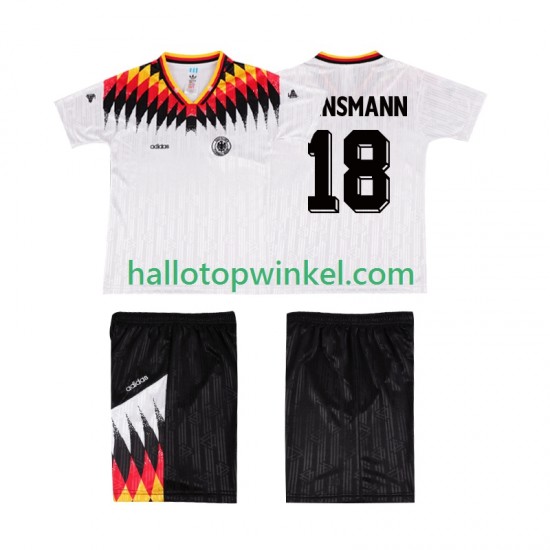Duitsland Voetbalshirt KLINSMANN 18 Retro Kleuters/Kids Thuis Tenue 1994 Korte Mouw