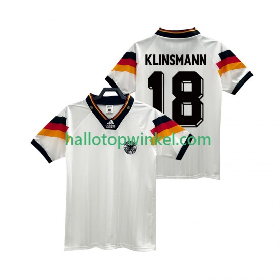 Duitsland Voetbalshirt KLINSMANN 18 1992 Retro Heren Thuis Tenue Korte Mouw