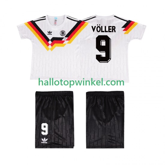 Duitsland Voetbalshirt VOLLER 9 1990 Retro Kleuters/Kids Thuis Tenue Korte Mouw