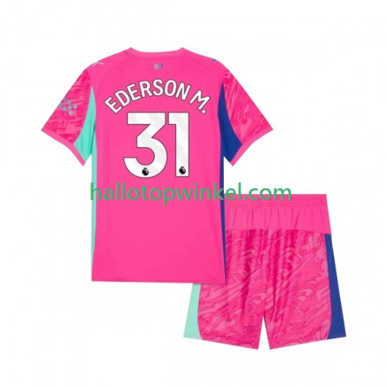 Manchester City Voetbalshirt Ederson Moraes 31 Doelman Kleuters/Kids Uit Tenue 2025-2026 Korte Mouw