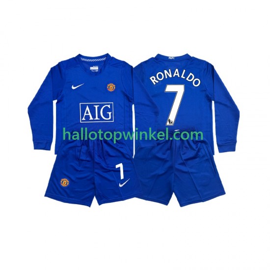 Manchester United Voetbalshirt Cristiano Ronaldo 7 Retro Kleuters/Kids Uit Tenue 2008 Lange Mouw