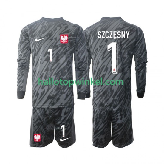 Polen Voetbalshirt Szczesny 1 Doelman Kleuters/Kids Uit Tenue 2024 Lange Mouw