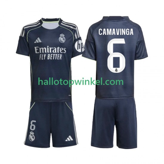 Real Madrid Voetbalshirt Camavinga 6 Kleuters/Kids Uit Tenue 2025-2026 Korte Mouw