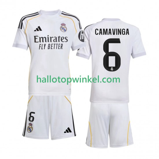 Real Madrid Voetbalshirt Camavinga 6 Kleuters/Kids Thuis Tenue 2025-2026 Korte Mouw