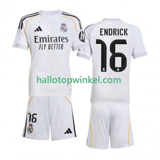 Real Madrid Voetbalshirt Endrick 16 Kleuters/Kids Thuis Tenue 2025-2026 Korte Mouw
