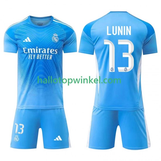 Real Madrid Voetbalshirt Andriy Lunin 13 Doelman Kleuters/Kids Thuis Tenue 2025-2026 Korte Mouw