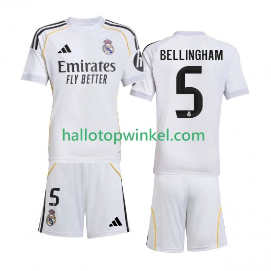 Real Madrid Voetbalshirt Jude Bellingham 5 Kleuters/Kids Thuis Tenue 2025-2026 Korte Mouw