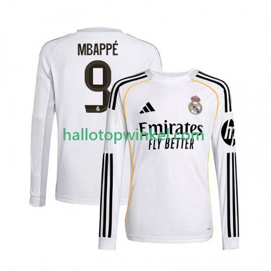 Real Madrid Voetbalshirt Mbappé Kylian 9 Heren Thuis Tenue 2025-2026 Lange Mouw