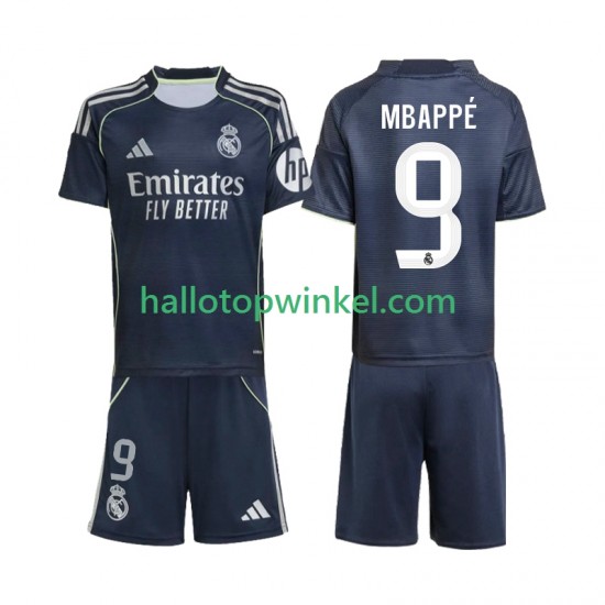 Real Madrid Voetbalshirt Mbappé Kylian 9 Kleuters/Kids Uit Tenue 2025-2026 Korte Mouw