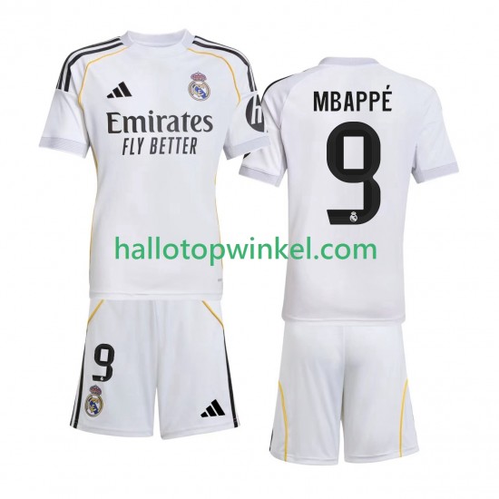 Real Madrid Voetbalshirt Mbappé Kylian 9 Kleuters/Kids Thuis Tenue 2025-2026 Korte Mouw