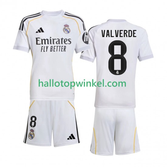 Real Madrid Voetbalshirt Valverde 8 Kleuters/Kids Thuis Tenue 2025-2026 Korte Mouw