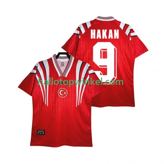 Turkije Voetbalshirt HAKAN 9 1996 Retro Heren Thuis Tenue Korte Mouw