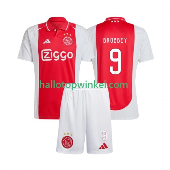 AFC Ajax Voetbalshirt Brian Brobbey 9 Kleuters/Kids Thuis Tenue 2024-2025 Korte Mouw