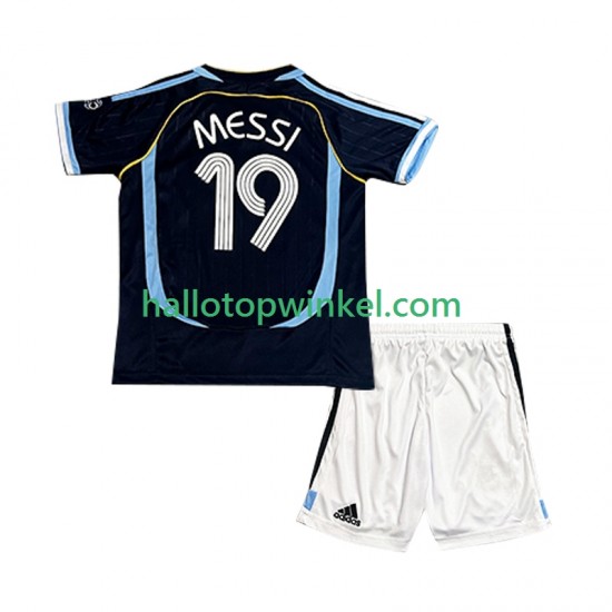 Argentinië Voetbalshirt Lionel Messi 19 Retro Kleuters/Kids Uit Tenue 2006 Korte Mouw