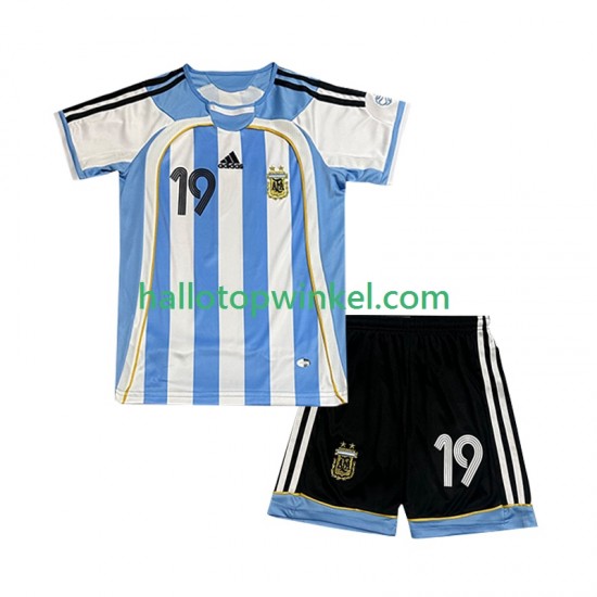 Argentinië Voetbalshirt Lionel Messi 19 Retro Kleuters/Kids Thuis Tenue 2006 Korte Mouw