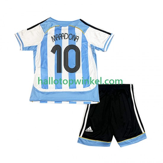 Argentinië Voetbalshirt Maradona 10 Retro Kleuters/Kids Thuis Tenue 2006 Korte Mouw