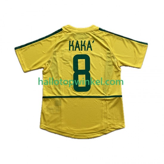 Brazilië Voetbalshirt KAKA 8 2002 Retro Heren Thuis Tenue Korte Mouw