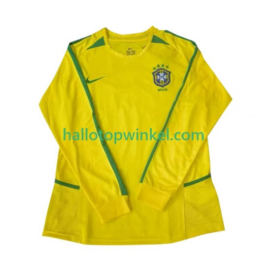 Brazilië Voetbalshirt 2002 Retro Heren Thuis Tenue Lange Mouw
