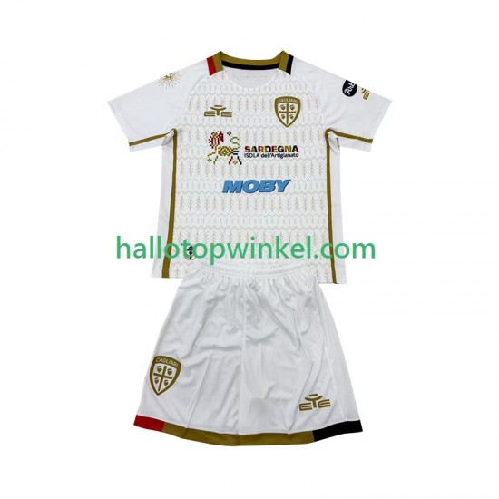 Cagliari Voetbalshirt Kleuters/Kids Uit Tenue 2024-2025 Korte Mouw