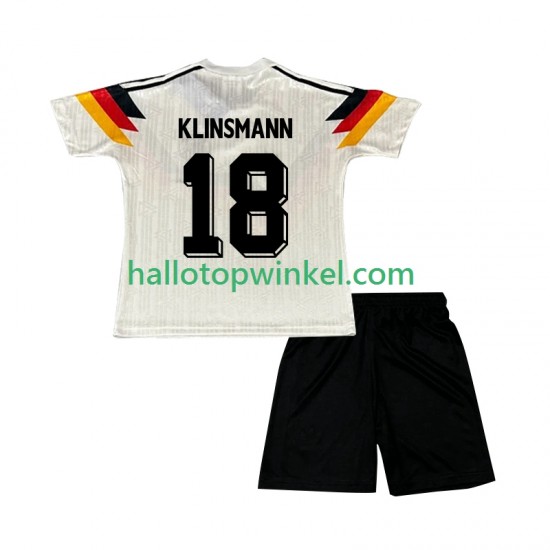 Duitsland Voetbalshirt Klinsmann 18 1990 Retro Kleuters/Kids Thuis Tenue Korte Mouw