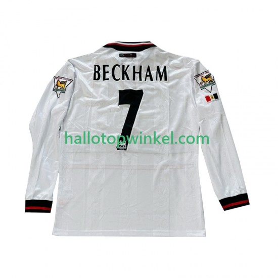 Manchester United Voetbalshirt Beckham 7 1998 Retro Heren Uit Tenue 1999 Lange Mouw