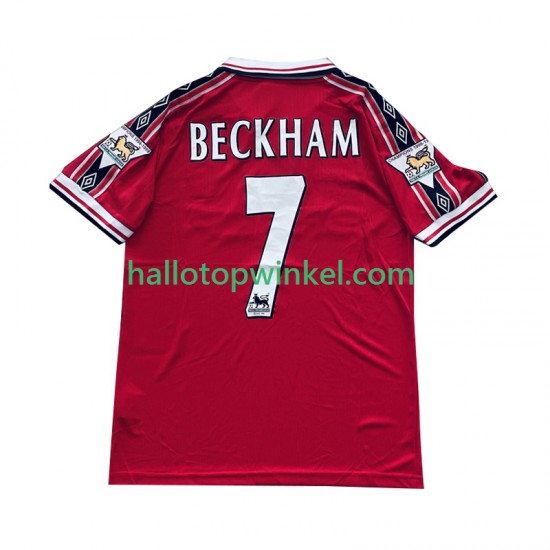 Manchester United Voetbalshirt Beckham 7 1998 Retro Heren Thuis Tenue 1999 Korte Mouw