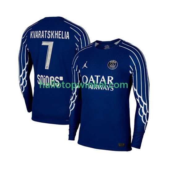 Paris Saint-Germain Voetbalshirt Khvicha Kvaratskhelia 7 Heren Vierde Tenue 2024-2025 Lange Mouw