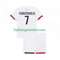 Paris Saint-Germain Voetbalshirt Khvicha Kvaratskhelia 7 Kleuters/Kids Uit Tenue 2024-2025 Korte Mouw