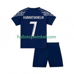 Paris Saint-Germain Voetbalshirt Khvicha Kvaratskhelia 7 Kleuters/Kids Vierde Tenue 2024-2025 Korte Mouw