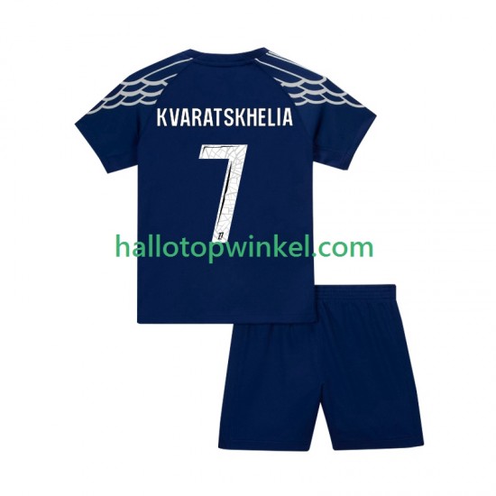 Paris Saint-Germain Voetbalshirt Khvicha Kvaratskhelia 7 Kleuters/Kids Vierde Tenue 2024-2025 Korte Mouw