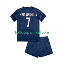 Paris Saint-Germain Voetbalshirt Khvicha Kvaratskhelia 7 Kleuters/Kids Thuis Tenue 2024-2025 Korte Mouw