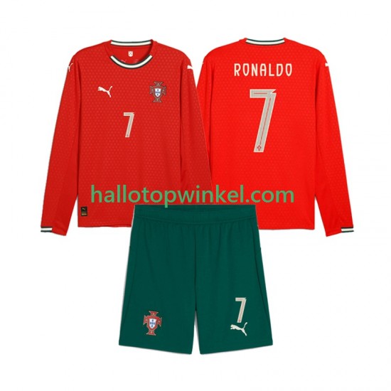 Portugal Voetbalshirt Crstiano Roanldo 7 Kleuters/Kids Thuis Tenue 2025 Lange Mouw