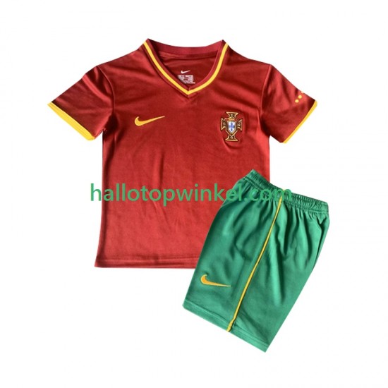Portugal Voetbalshirt 2000 Retro Kleuters/Kids Thuis Tenue Korte Mouw