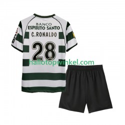 Sporting CP Voetbalshirt Cristiano Ronaldo 28 2001 2003 Retro Kleuters/Kids Thuis Tenue Korte Mouw