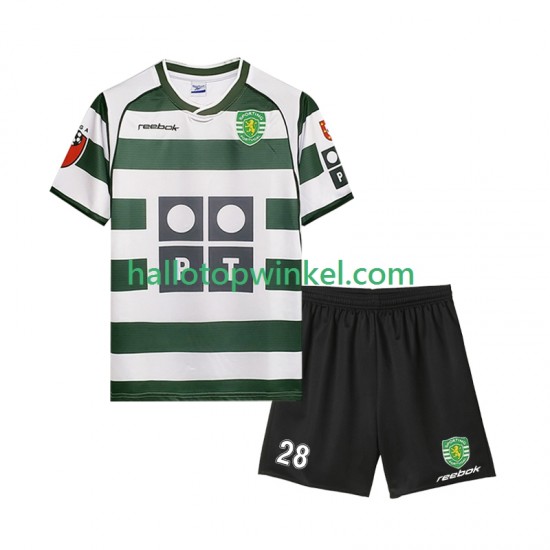 Sporting CP Voetbalshirt Cristiano Ronaldo 28 2001 2003 Retro Kleuters/Kids Thuis Tenue Korte Mouw