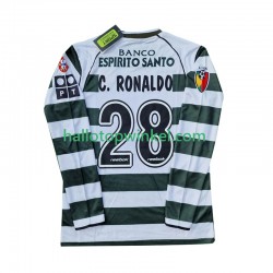Sporting CP Voetbalshirt Cristiano Ronaldo 28 2001 2003 Retro Heren Thuis Tenue Lange Mouw