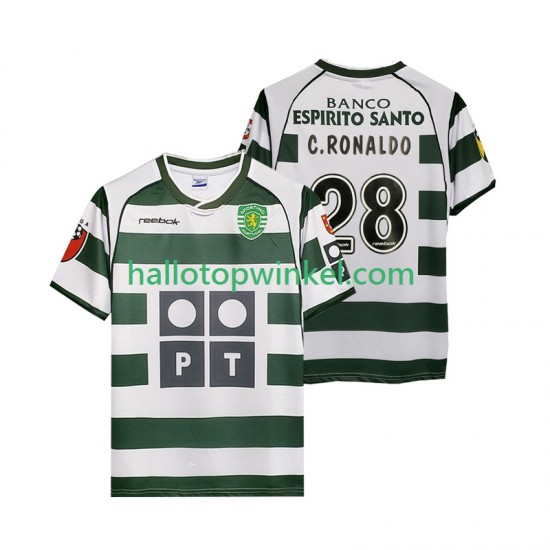 Sporting CP Voetbalshirt Cristiano Ronaldo 28 2001 2003 Retro Heren Thuis Tenue Korte Mouw