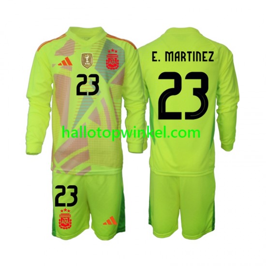 Argentinië Voetbalshirt Emiliano Martinez 23 Doelman Kleuters/Kids Uit Tenue 2024 Lange Mouw