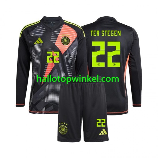 Duitsland Voetbalshirt Ter Stegen 22 Doelman Kleuters/Kids Thuis Tenue Euro 2024 Lange Mouw