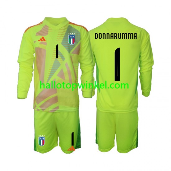 Italië Voetbalshirt Donnarumma 1 Doelman Kleuters/Kids Thuis Tenue Euro 2024 Lange Mouw