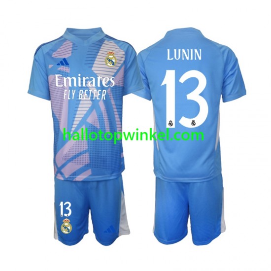 Real Madrid Voetbalshirt Andriy Lunin 13 Doelman Kleuters/Kids Thuis Tenue 2024-2025 Korte Mouw