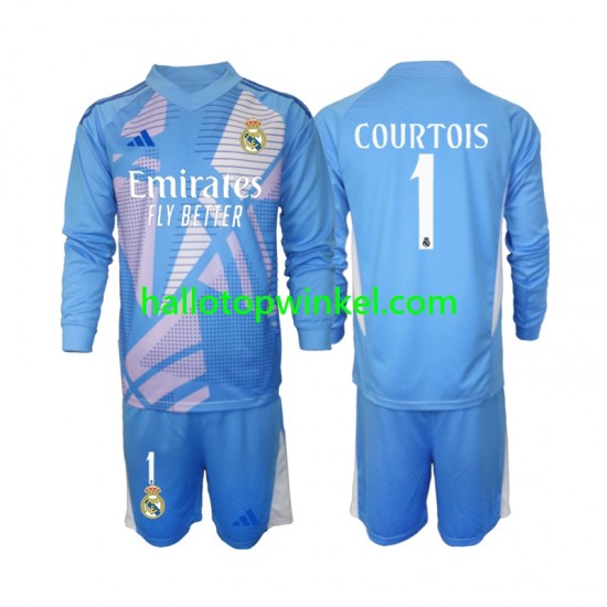 Real Madrid Voetbalshirt Thibaut Courtois 1 Doelman Kleuters/Kids Thuis Tenue 2024-2025 Lange Mouw