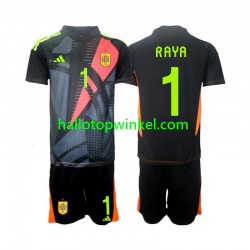 Spanje Voetbalshirt David Raya 1 Doelman Kleuters/Kids Uit Tenue Euro 2024 Korte Mouw