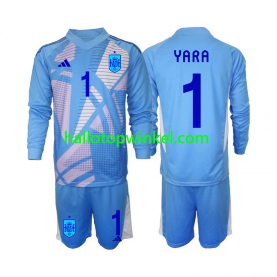 Spanje Voetbalshirt David Raya 1 Doelman Kleuters/Kids Thuis Tenue Euro 2024 Lange Mouw