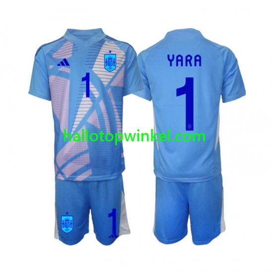 Spanje Voetbalshirt David Raya 1 Doelman Kleuters/Kids Thuis Tenue Euro 2024 Korte Mouw
