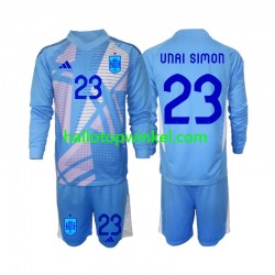 Spanje Voetbalshirt Unai Simon 23 Doelman Kleuters/Kids Thuis Tenue Euro 2024 Lange Mouw
