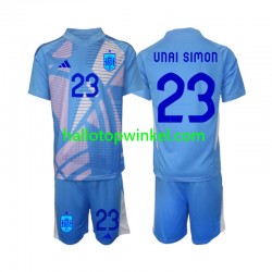 Spanje Voetbalshirt Unai Simon 23 Doelman Kleuters/Kids Thuis Tenue Euro 2024 Korte Mouw