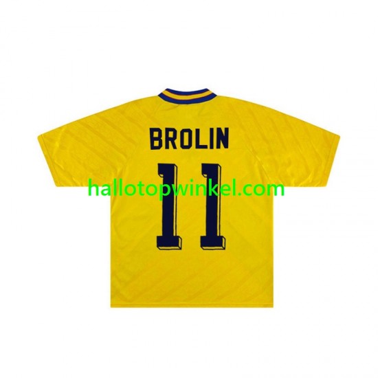 Zweden Voetbalshirt Brolin 11 Retro Heren Thuis Tenue 1994 Korte Mouw